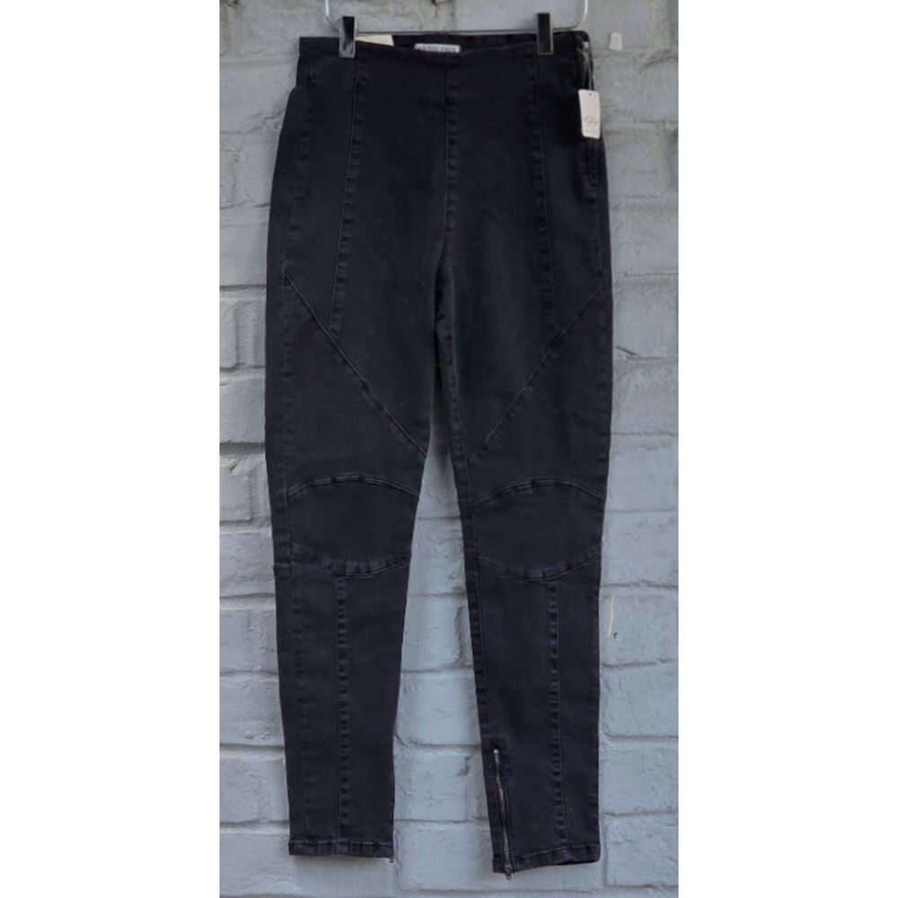 Free People We The Free Bella Moto Skinny Jeans Black 28 NWT